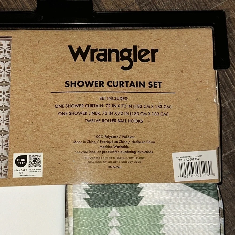 NEW Wrangler Shower Curtain Set 14pc Aztec Geometric Nolan Brown Style
